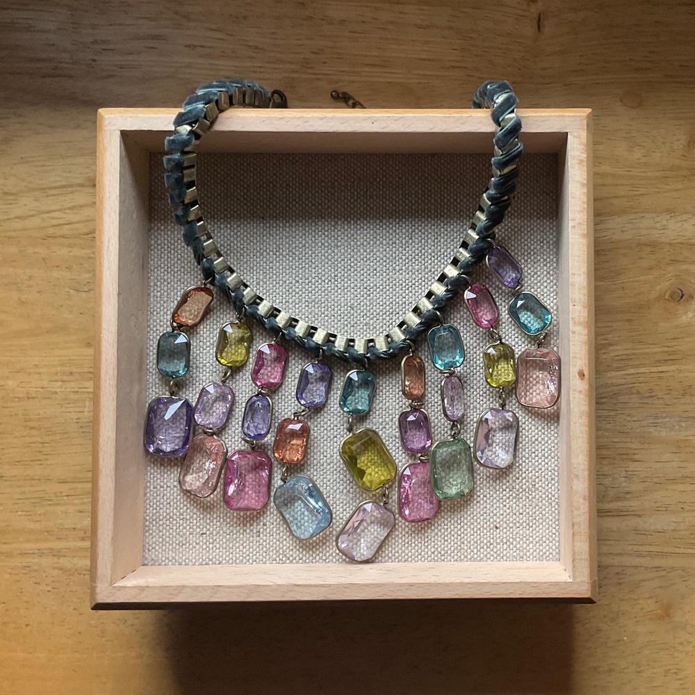 Multi-Color Acrylic Stone Statement Necklace